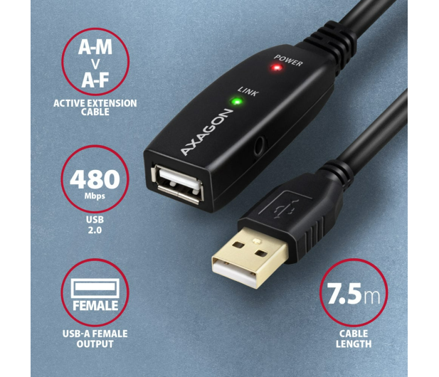 Axagon Kabel ADR-207 USB repeater 7.5 m - 1485412 - zdjęcie 2